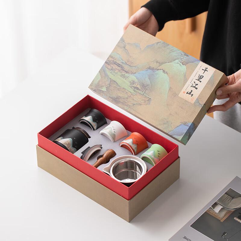 Si Mei Tang Qianli Jiangshan Ceramic Kung Fu Tea Set