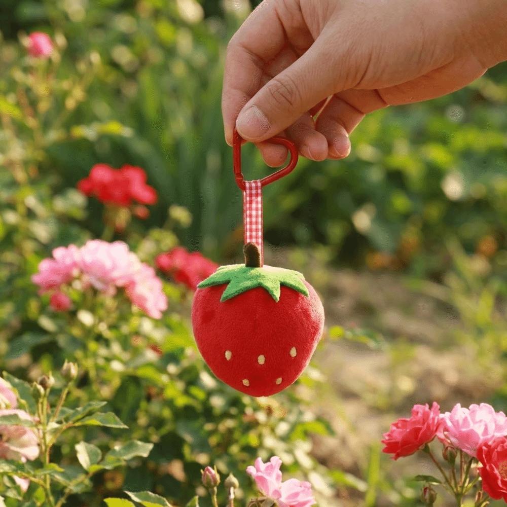 Persimmon Orange Bag Pendant Strawberry Plush Cherry Key Ring Fashion Fruit Key Chain Children