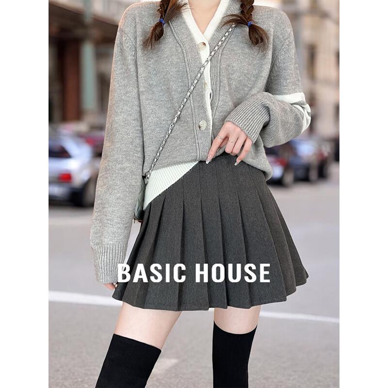 Basic House Women s Pleated A-Line Mini Skirt L