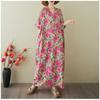 Women's Vintage Long Dress with Cotton and Linen Patterns