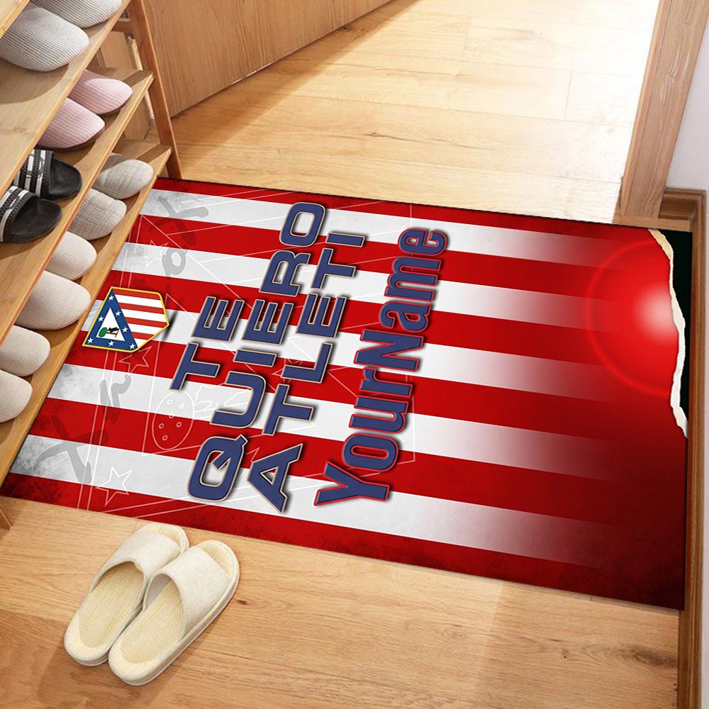 Atletico Madrid Customize Your Name Area Rug Perfect for Outdoor Study room Bedrooms Entryway Anti-slip Rug Anime Office Decor Best for Christmas