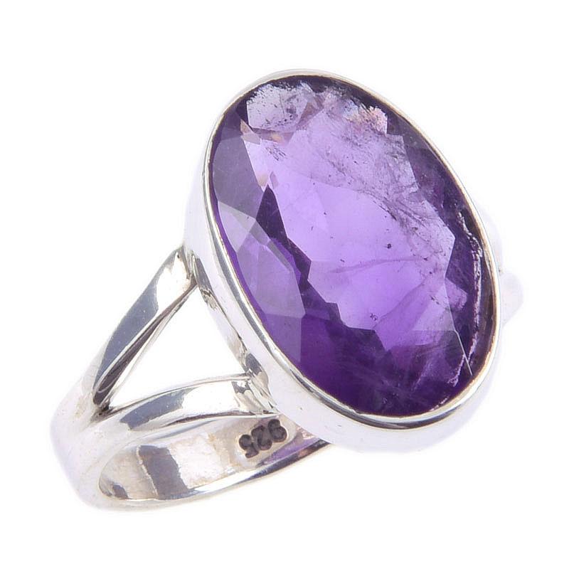 Natural African Amethyst Gemstone 925 Solid Sterling Silver Gift Ring S.7 k6D72