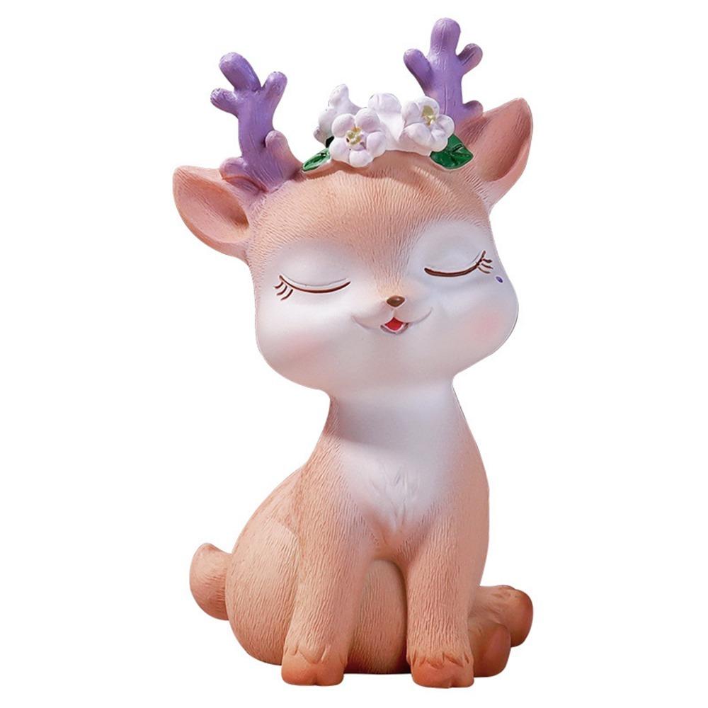 Reindeer Car Decoration Resin Animal Statue Mini Elf Deer Figurine  Home