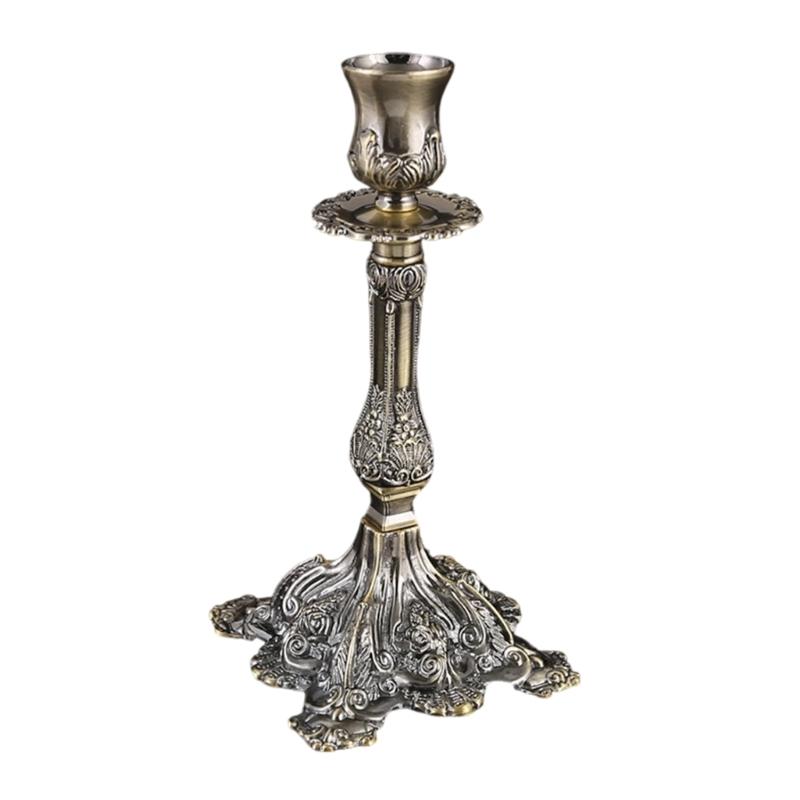Metal Candle Stand With Intricate Engraved Pattern Antique Taper Candlestick Holders For Weddings And Parties Decoration