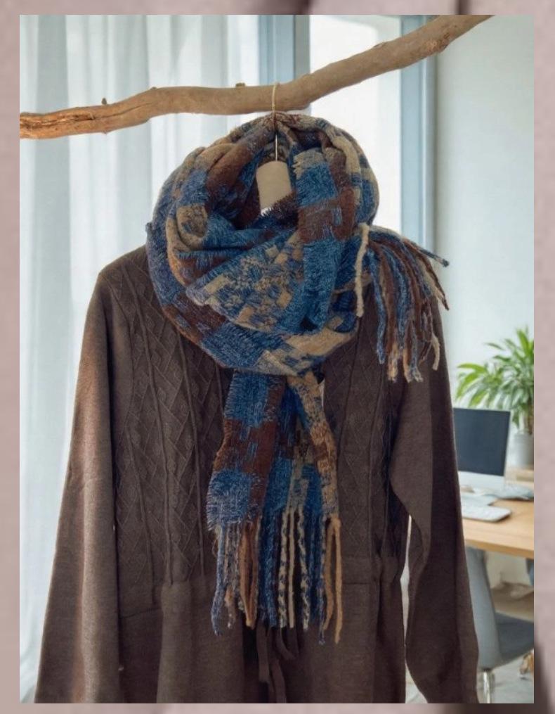 Korean-Style Imitation Cashmere Plaid Scarf - Thick, Warm Autumn/Winter Fashion for Women & Men
