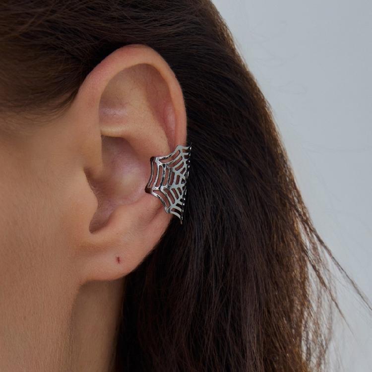 Spinnennetz Ohr-Manschette Halloween-Accessoire Bequemer Clip-Ohrring Kein Durchstechen der Ohren Geeignet für Verschiedene Anlässe