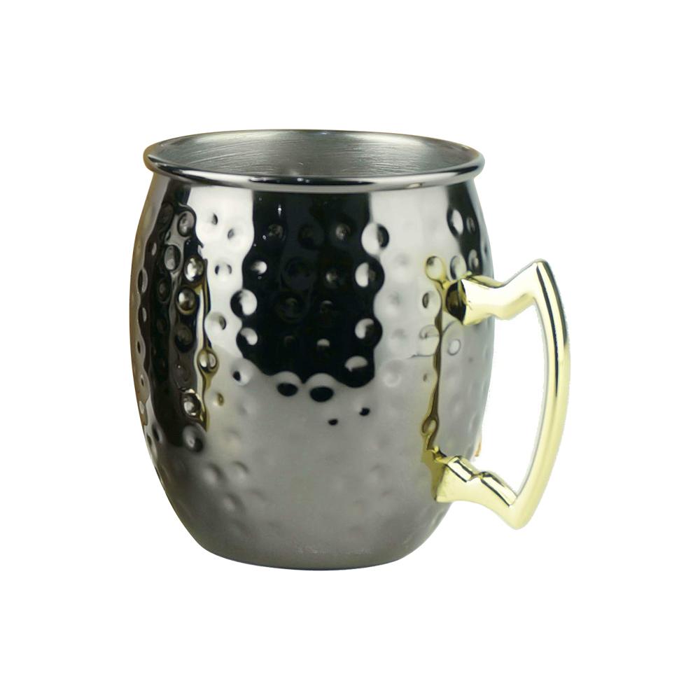 

1 шт. Кружка Mule Mug Gunmetal Black Plated 18 унций Кружка из нержавеющей стали Double Jigger для охлажденных напитков и коктейлей 500ML чёрный