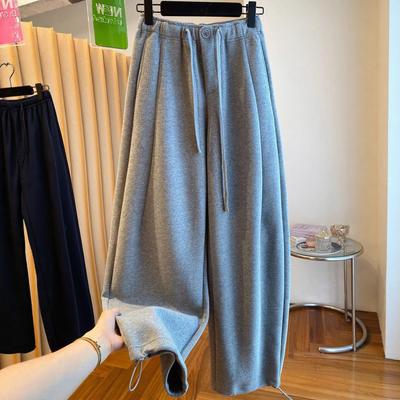 High-End European Style Winter Plus Velvet High Waist Slimming Women's Sweatpants
