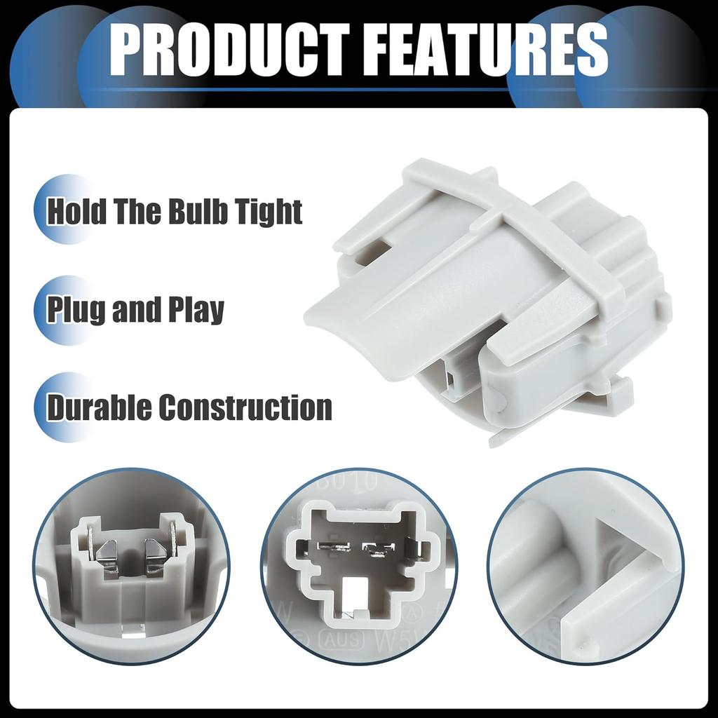 License Plate Tag Light Socket, Lamp Connector Housing No.34102SWAA01/34102-SWA-A01 for Honda CR-V Civic Odyssey Gray, 2 Pcs