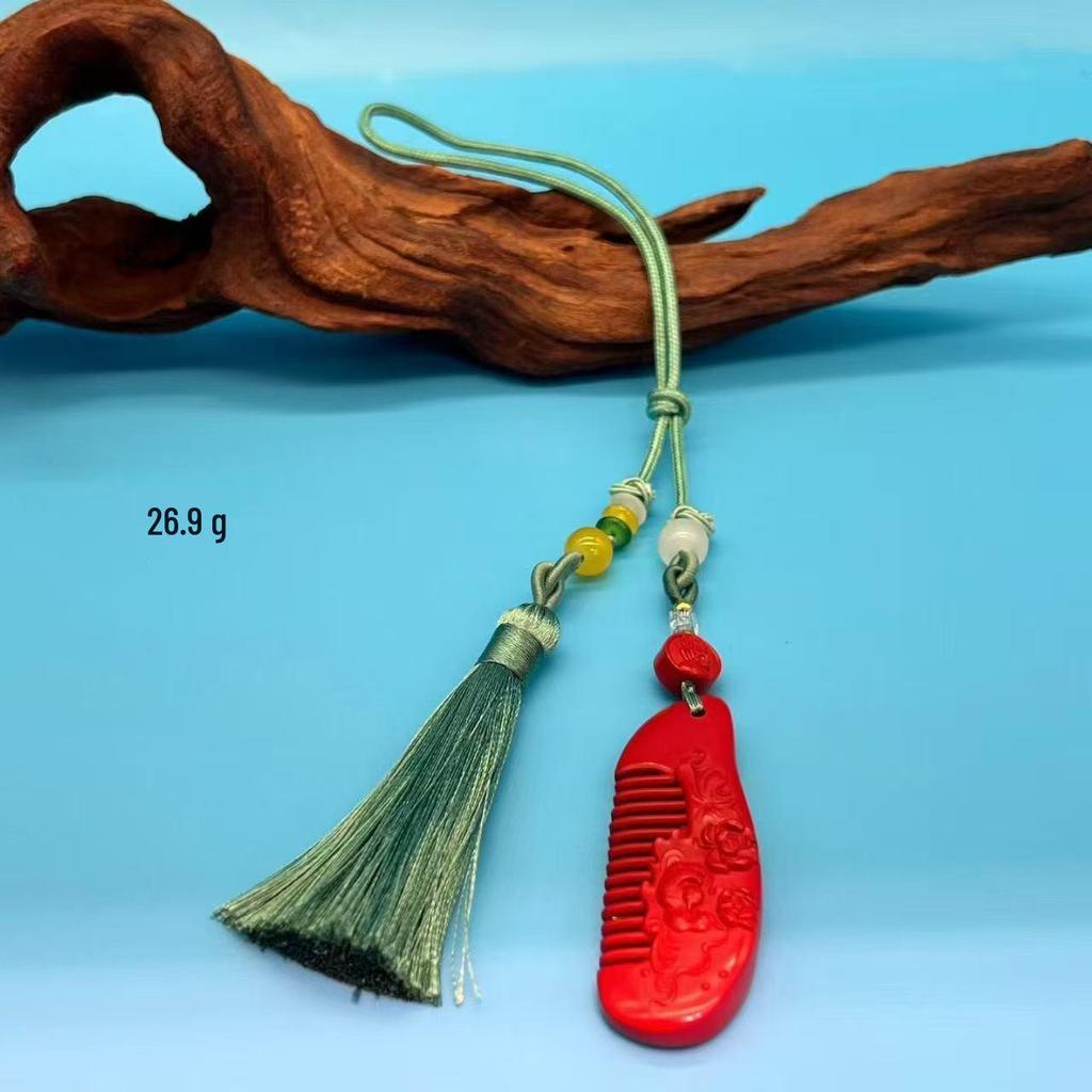 Authentischer Roter Sand Pixiu Drache & Phönix Anhänger: Sieben-Sterne-Schwert Kürbis Stil Auto- & Taschenhänge-Deko