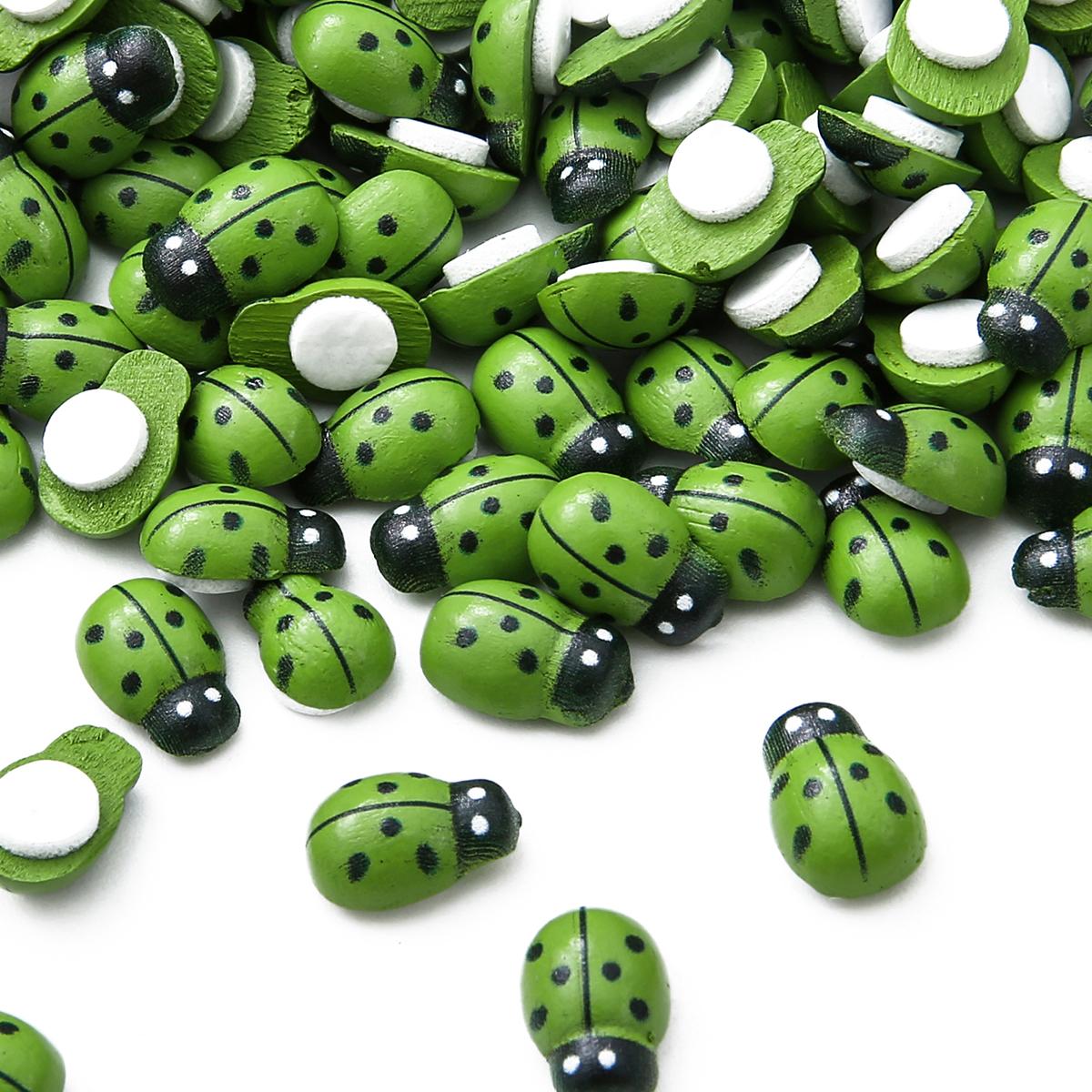 

50 шт. милые деревянные наклейки на стену «Божья коровка» в стиле «Битлз» для детей, нарисованные своими руками, поделки для свадьбы, дома, вечеринки, праздника, украшения зелёный