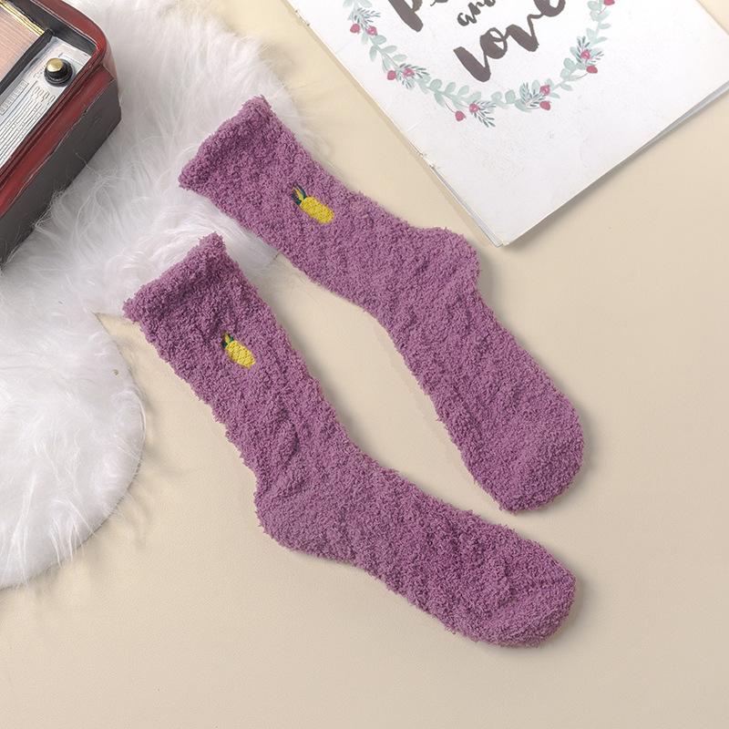 Women In Autumn and Winter Add Velvet and Thick Warm Home Floor Moon Son Non Slip In Tube Socks