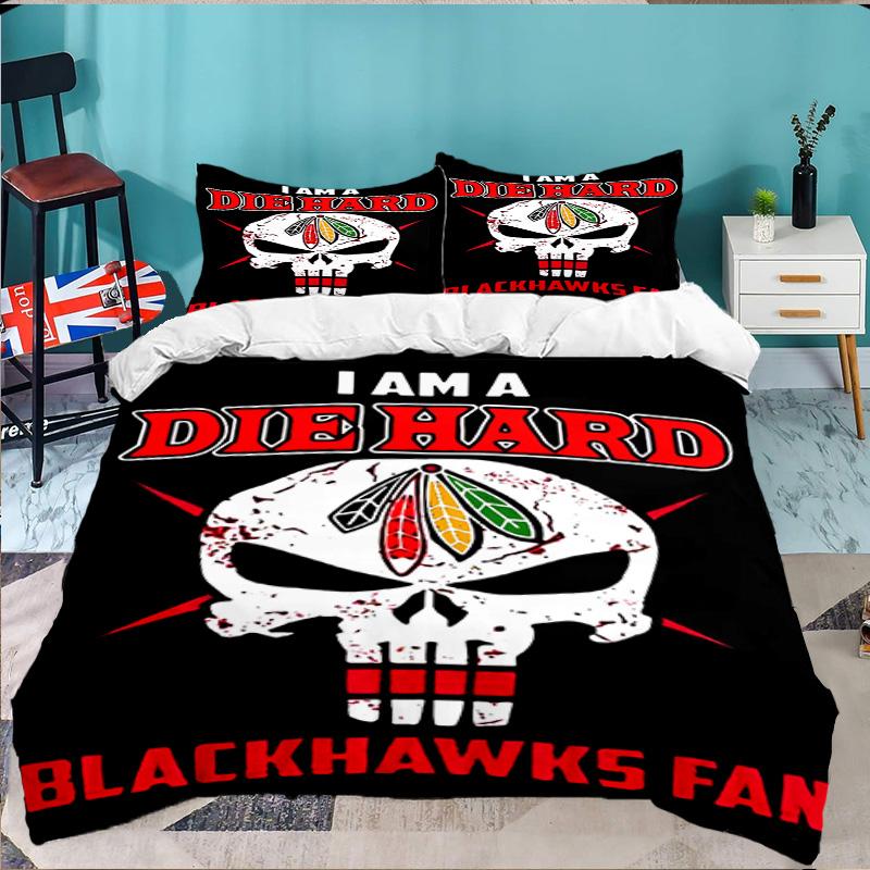 Chicago Hockey 3PCS Bedding set,Ideal for 1pc Duvet Cover And 2pcs Pillowcases Perfect for Fan gift,Ideal for Bedroom, Dormitory