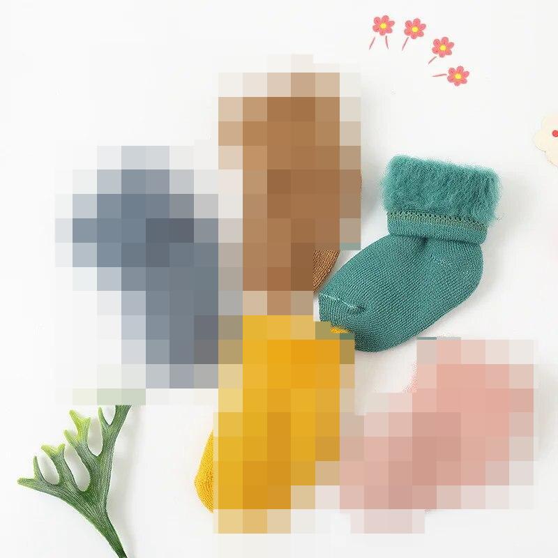 Winter Thermal Baby Newborn Warm Plush Sock Candy Color Series Calf Floor Socks for Baby Boy Girl Autumn Cotton Sock for Toddler