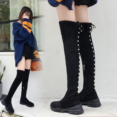 Mode Damenstiefel 2024 neu ultrahoch 13 cm dicker Boden Overknee-Stiefel Europa Amerika Stil langer Schaftstiefel fgb78