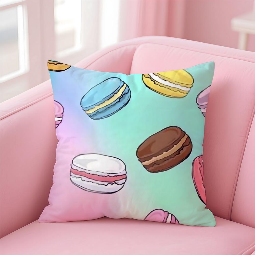 Sweet Macaron Girly Food Cushion Cover Pillowcase Short Plush Invisible Zipper Room Sofa Cushion Cover