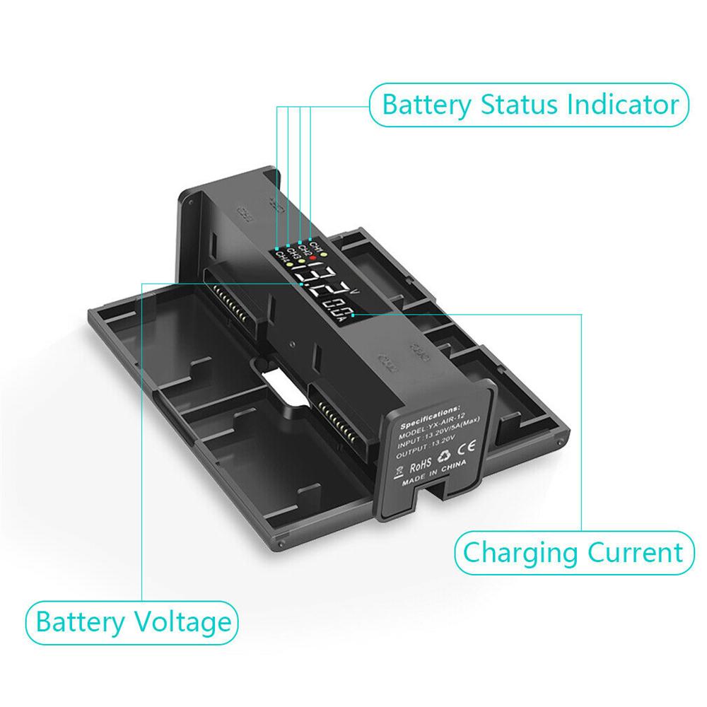 For DJI Air 2S Mavic Air 2 4 In1 Smart LED Battery Charger Digital Display Charging Hub