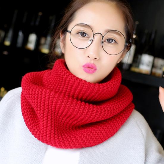 Fall Winter Warm Fashion Women Solid Color Pullover Neckerchief Knitted Scarf