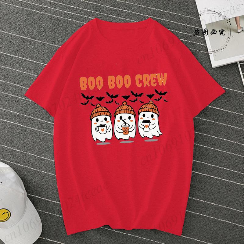 

Boo Boo Crew Ghost Prints Halloween TShirts for Women Clothing Crewneck Loose Pullovers Casual Soft Clothes Spooky Season Shirt S