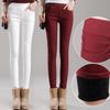 Damen Slim Fit Fleecegefütterte Winterleggings - Dick, Baumwolle, Schmaler Beinabschluss, Verlängert für den Herbst