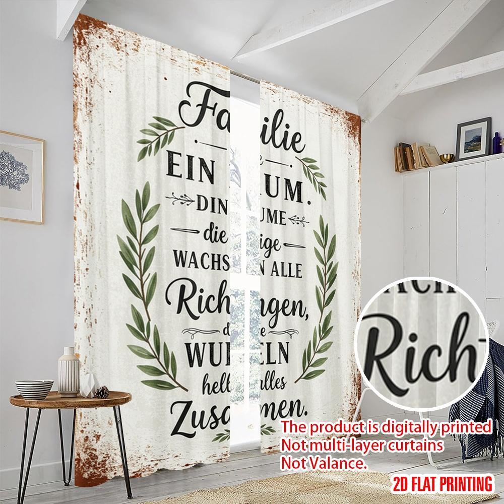 2pcs 2D Flat Printing Window Curtains Family Tree Roots Together Polyester Without Electricity Festive Holiday Perfect for Yard