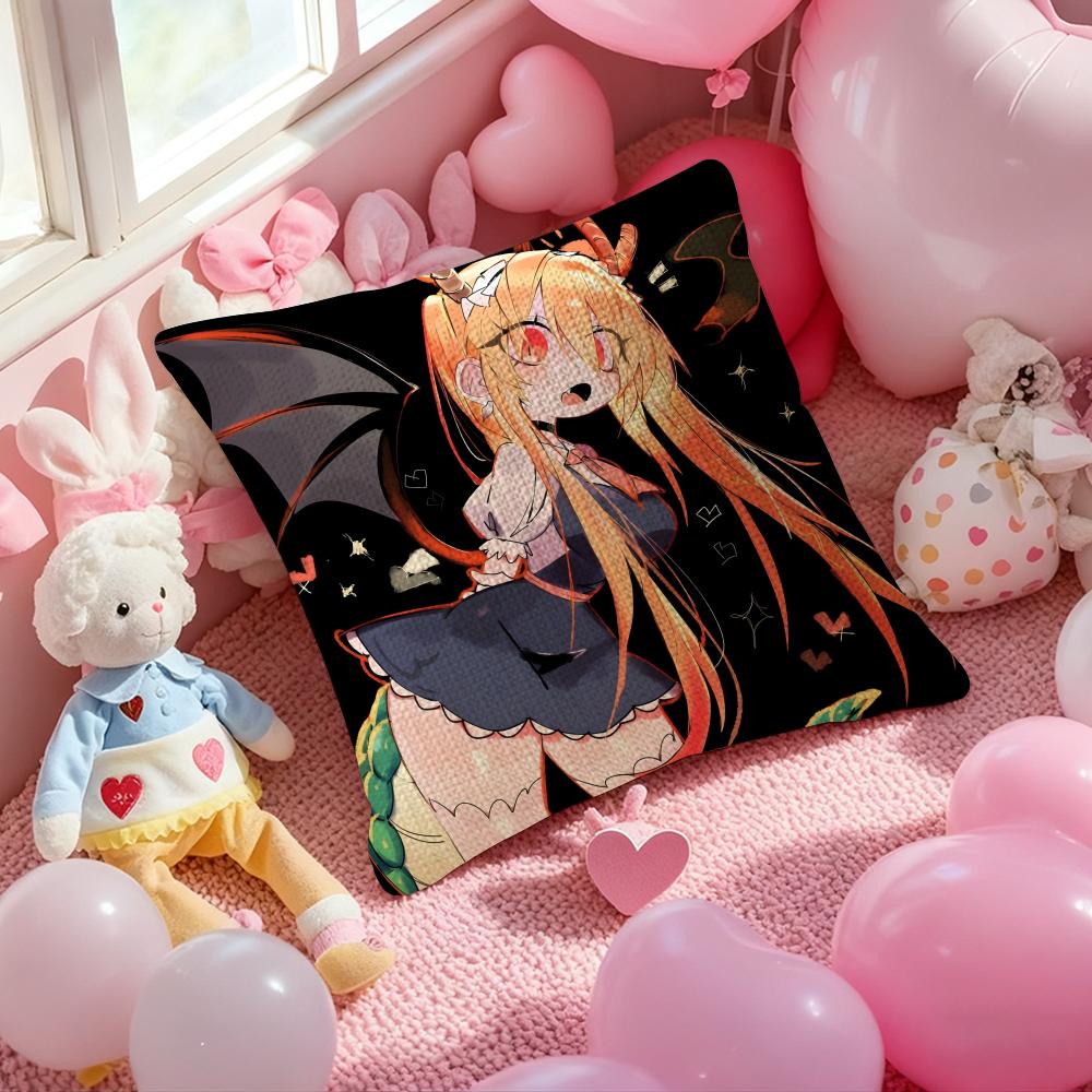 Miss Kobayashi’S Dragon Maid-B Anime Pillow Case Anti-Dustmite Pillowcase Invisible Zipper Silky Short Plush Sofa Cushion Cover