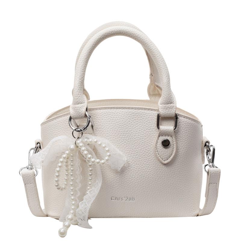 This Year's New Fashionable Lychee Pattern Simple Temperament Handbag Women's Foreign Style Versatile Commuter Style Solid Color PU Messenger Bag