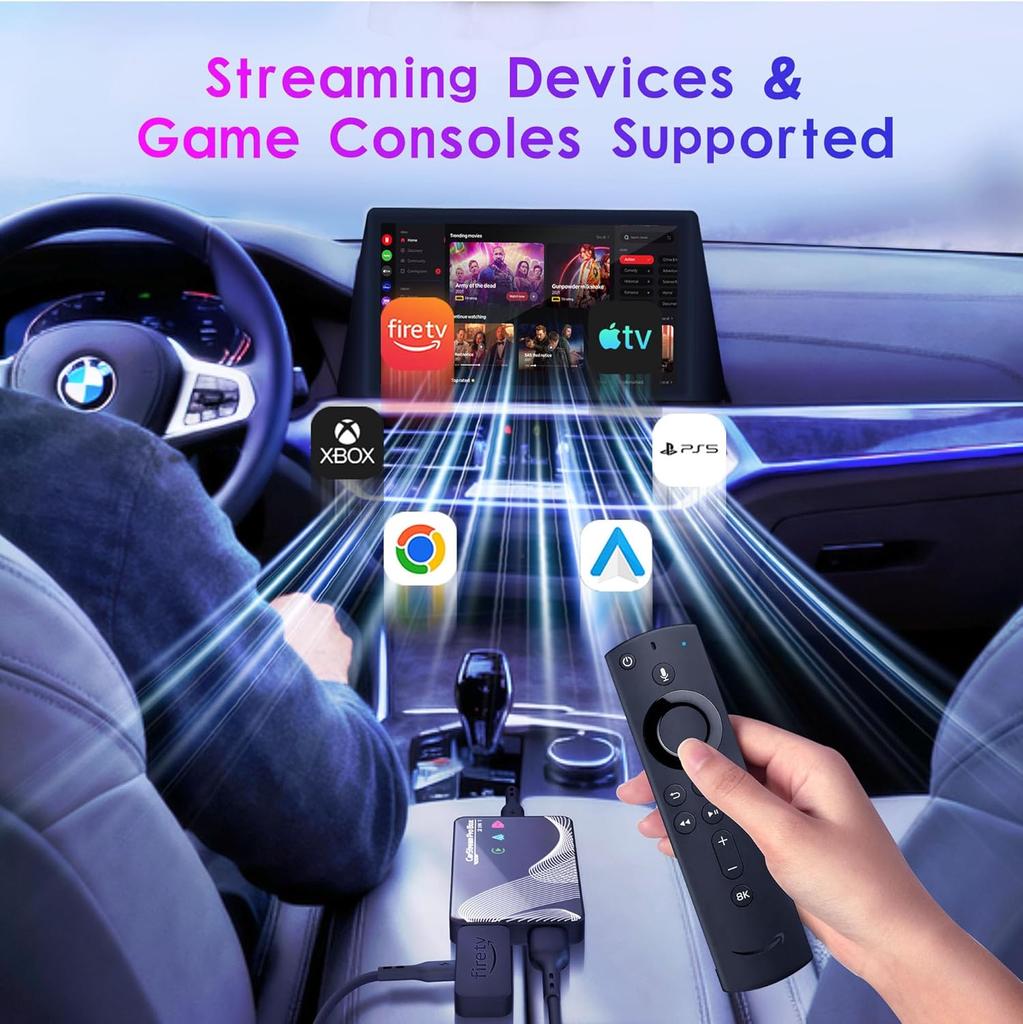 2025 Upgraded 3-in-1 HDMI Car TV, Wireless CarPlay & Android Auto Adapter, Plug & Play for 2016+ Vehicles