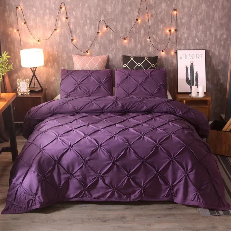 Black Duvet Cover Set Pinch Pleat 2/3pcs King Size Polyester Bedclothes Bedding Sets Luxury Home Hotel Use(no Filling No Sheet)