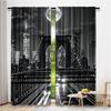 2 stk Svart og Hvit Gardin New York City Nattscene Byliv Brooklyn Manhattan Passer Til Soverom Stue Spisestue