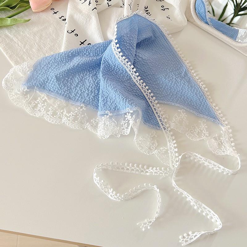 

Сладкий Цветочный Треугольный Платок для Волос Женский Ободок Модный Французский Пасторальный Кружевной Головной Убор Девушки Шарфы Летние Аксессуары для Волос