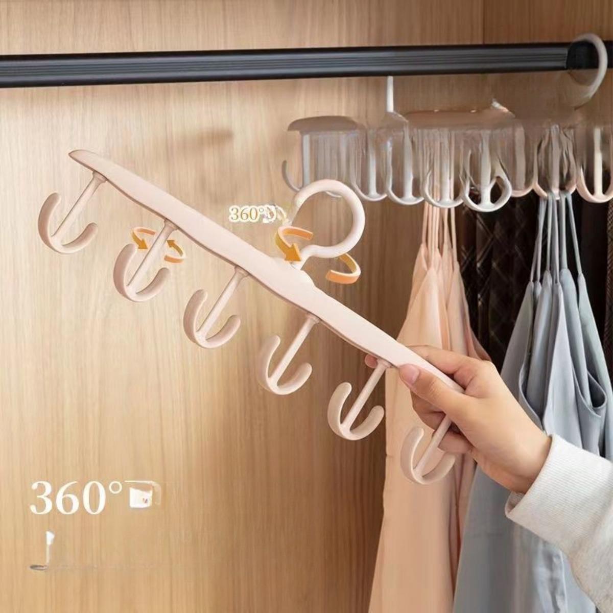 

Экономящая место вращающаяся вешалка на 12 крючков — подходит для галстуков, нижнего белья, жилетов и юбок | Портативный пластиковый органайзер для гардероба для общежитий и домов 1pcs розовый
