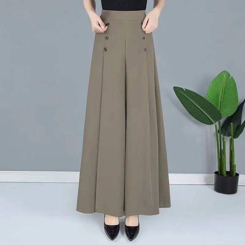 Summer Fashion Thin Skirt Pants for Women, Loose Skirt Pants for Middle-aged and Elderly People, Drape Wide-leg Women's Pants, Leg Pants