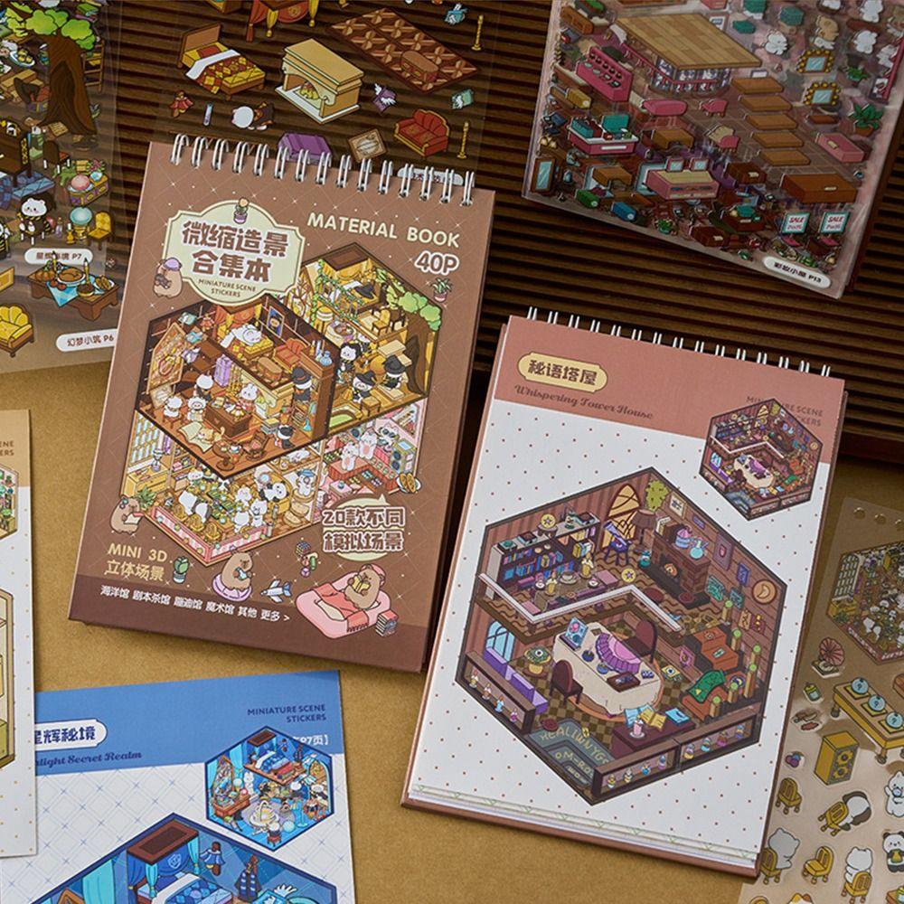 Decompression Miniature Landscape Sticker Collection PET Miniature Scene Collage  Toy
