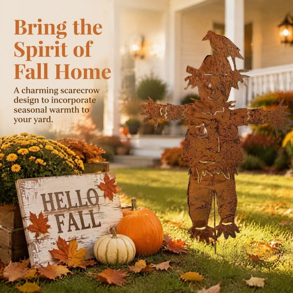 Iron Scarecrow Yard Sign 16 Inch Scarecrow Lawn Ornament Vintage Rustic Scarecrow Yard Art Pathway