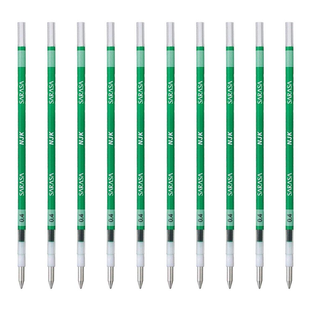 Zebra Ballpoint Pen Prefill Sarasa BRNJK4G Refills, NJK-0.4, Green, 10-Pack,