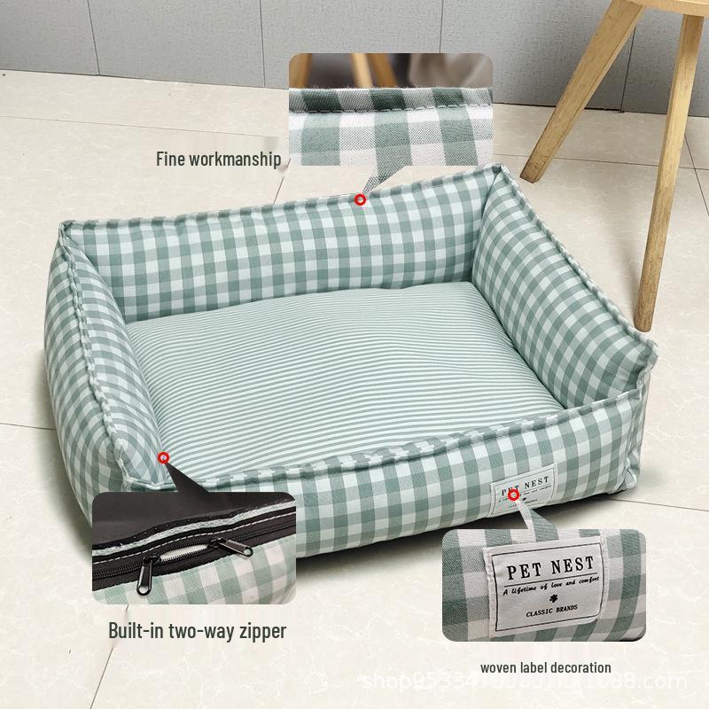 Plaid Pet Nest Bed for Small/Medium Dogs & Cats, 2023 - Universal for All Seasons
