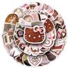 50 Pink & Brown Retro Korean-Style Stickers: Perfect for DIY Journals, Notebooks, and Water Bottles