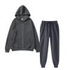 Womens Fleece Hooded Zip Tracksuit Loose Fit Solid Color Sportswear Set