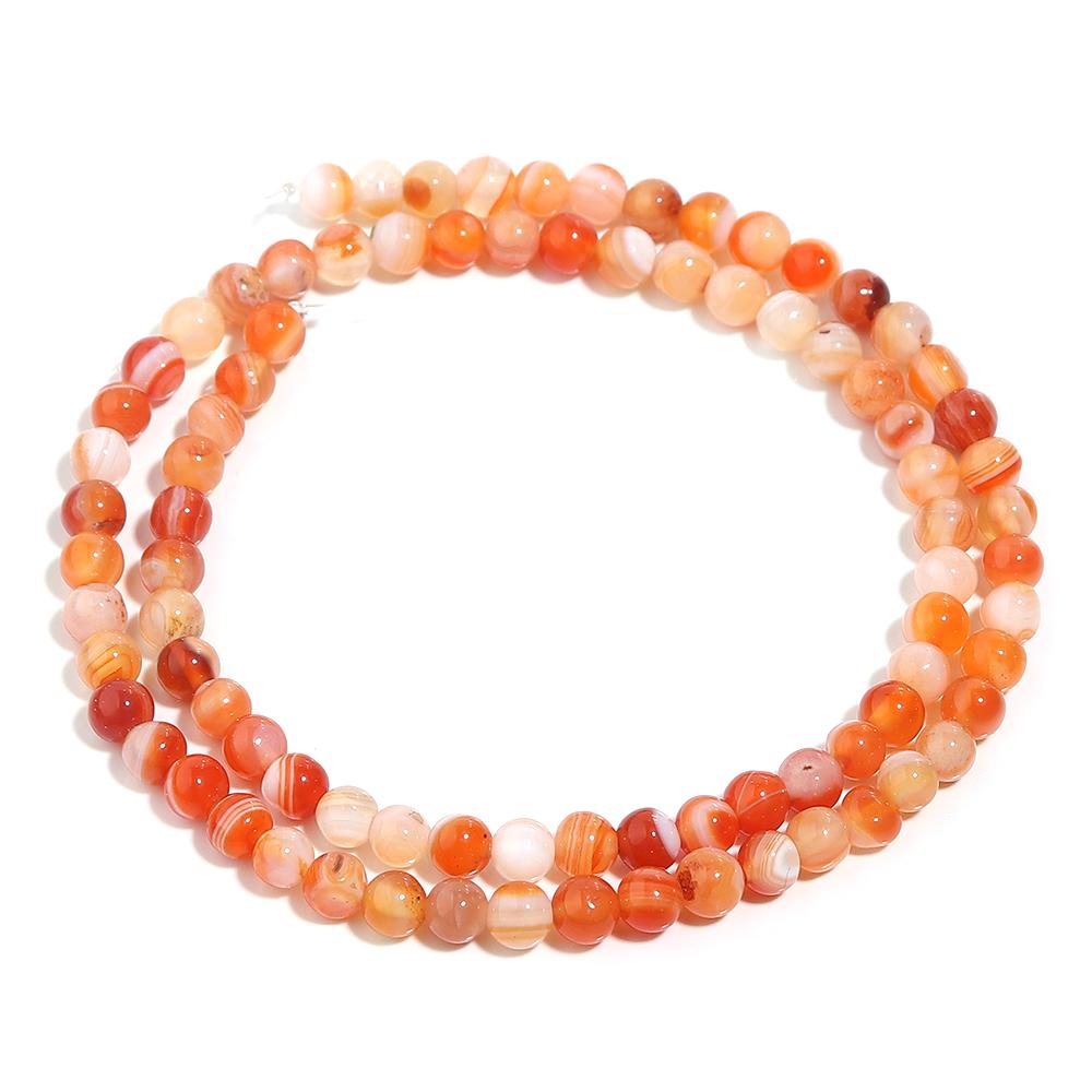 1 String Round Orange Stripe Crystal Agate Natural Stone Beads Loose Spacer Beads For Jewelry Making DIY Bracelet Necklace Ring