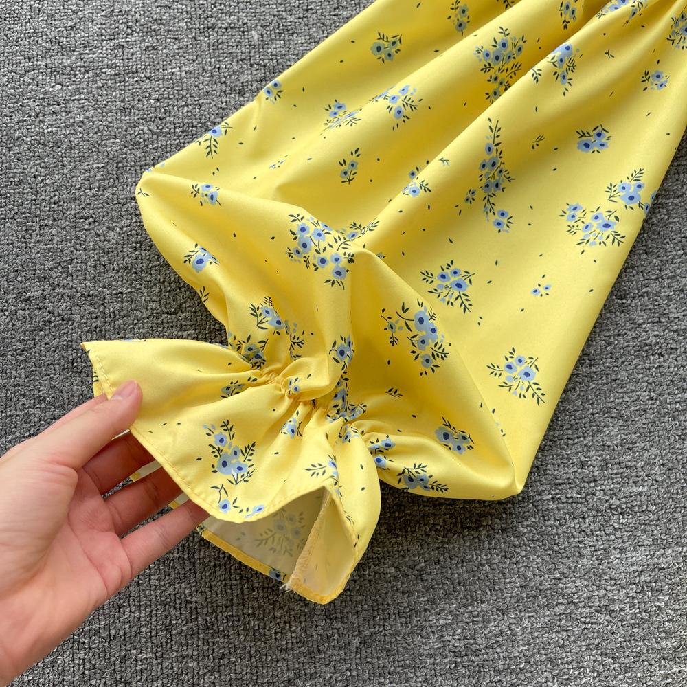 Women's Spice Girl One Shoulder Breasted Long Sleeve Shirt Backless Sweet Floral Short Temperament Top