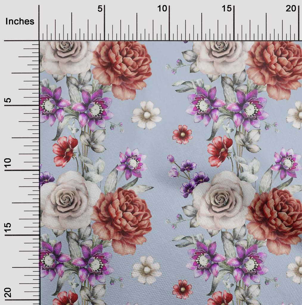 oneOone Cotton Flex Black Fabric Leaves|Lotus & Rose Floral Quilting Supplies Print Sewing Fabric By The Yard 40 Inch
