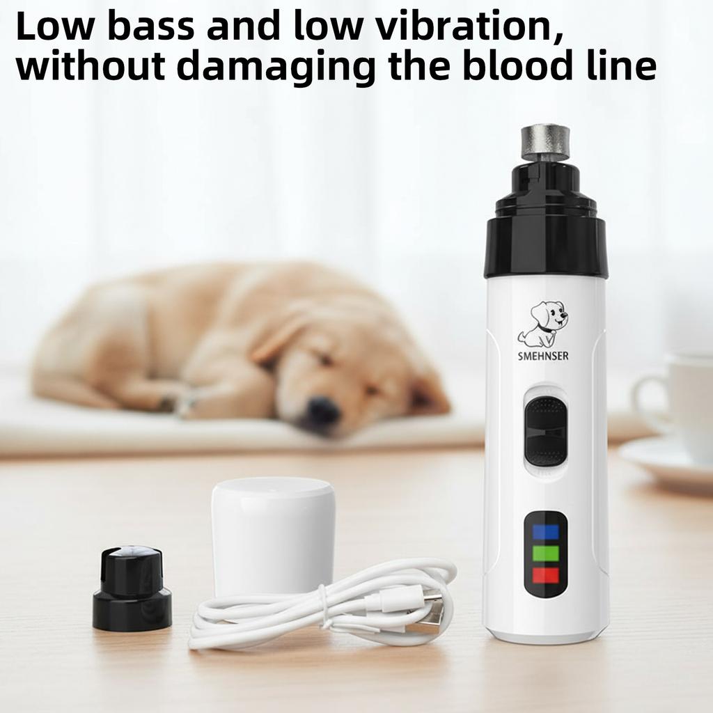 Dog Nail Grinders USB Charging Electric Dog Nail Clippers Vibration Rechargeable Claw Grinder Low Noise for Small Large Dog Cat
