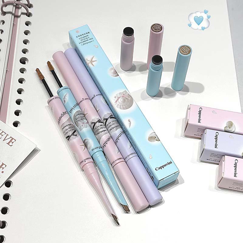 Cappuvini 3D Eyebrow Dye Cream Gray Brown Double Head Eyebrow Pencil Long Lasting Waterproof Eye Brow Pen Tint Mascara Enhance