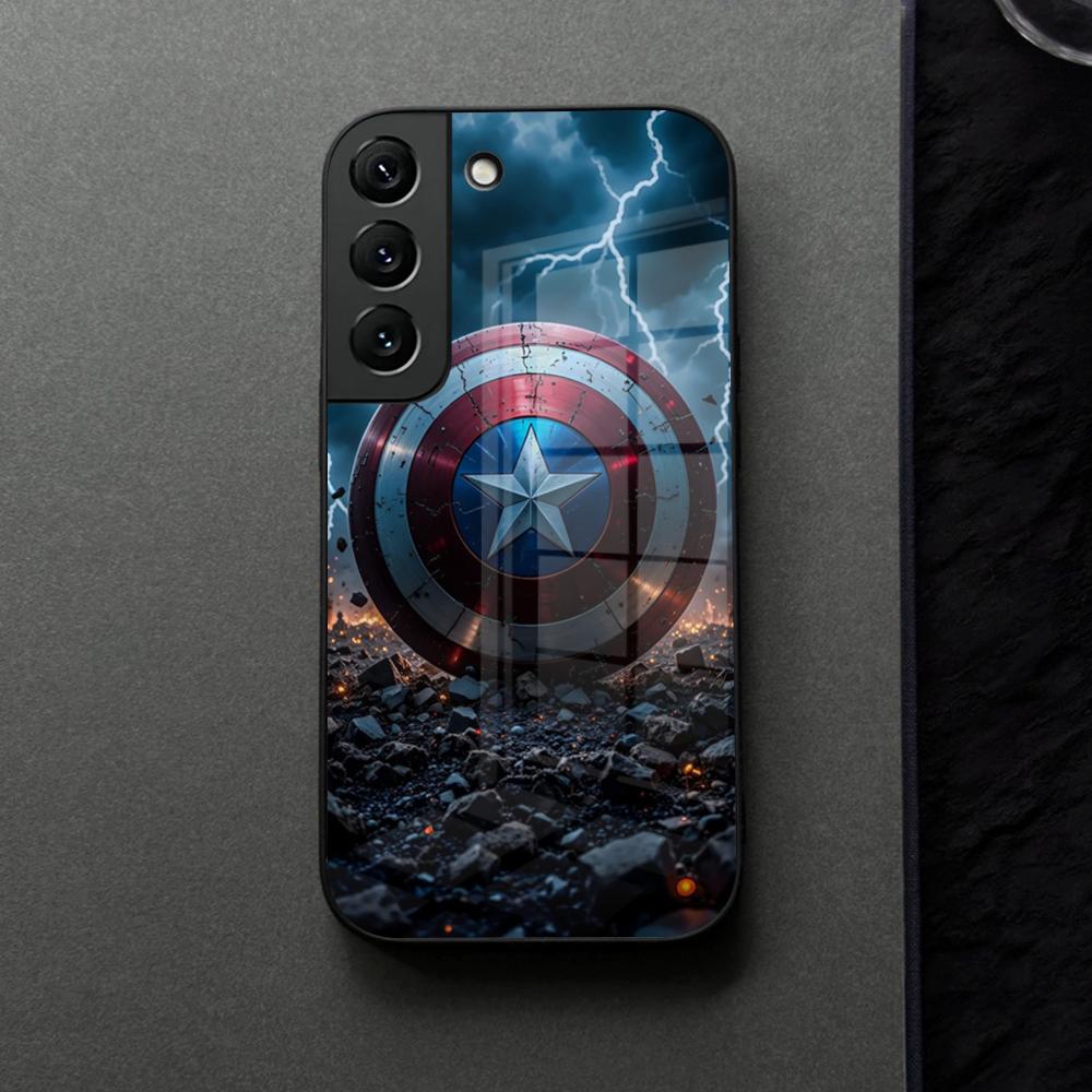 Captain America Phone Case Glass For Samsung Galaxy S21 S26 S25 S22 S20 S24 S23 Ultra Fe Plus A16 A34 A54 A24 Coque