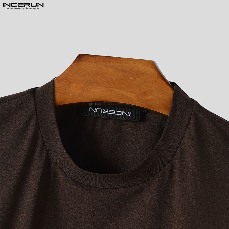 INCERUN Men Summer Short Sleeve Casual Fitted Tops T-shirts
