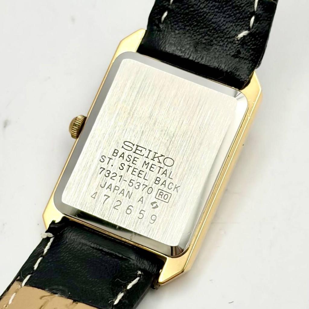 SEIKO Watch Gold Rectangular 472659 New Strap [New Battery] Ladies' 7321-5370