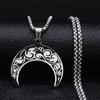 2026 Fashion Flower of Life Moon Stainless Steel Necklace for Women Silver Color Necklaces Pendants Jewelry Colgantes N591S02