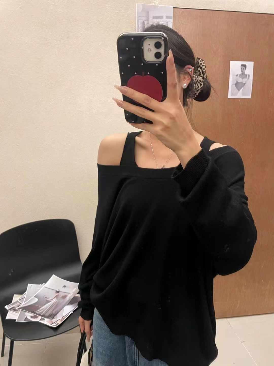 

Da 7 Женский весенний корейский стиль большого размера повседневный вязаный комплект майки и топа One Size