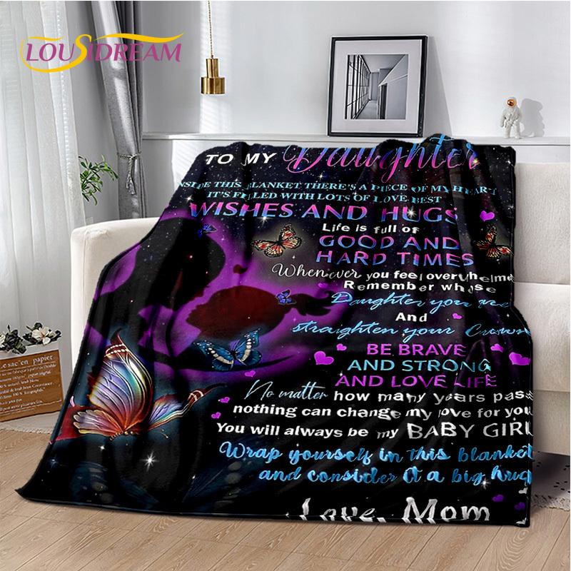 To My Daughter Son Grandedaughter Letter Christmas Present New Year Blanket,Soft Throw Blanket for Home Bedroom Bed Sofa Cover
